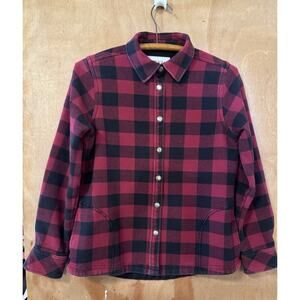 Orvis Shirt Men's Size Small Red Black Buffalo Shaket Heavy Flannel Fleece Lined
